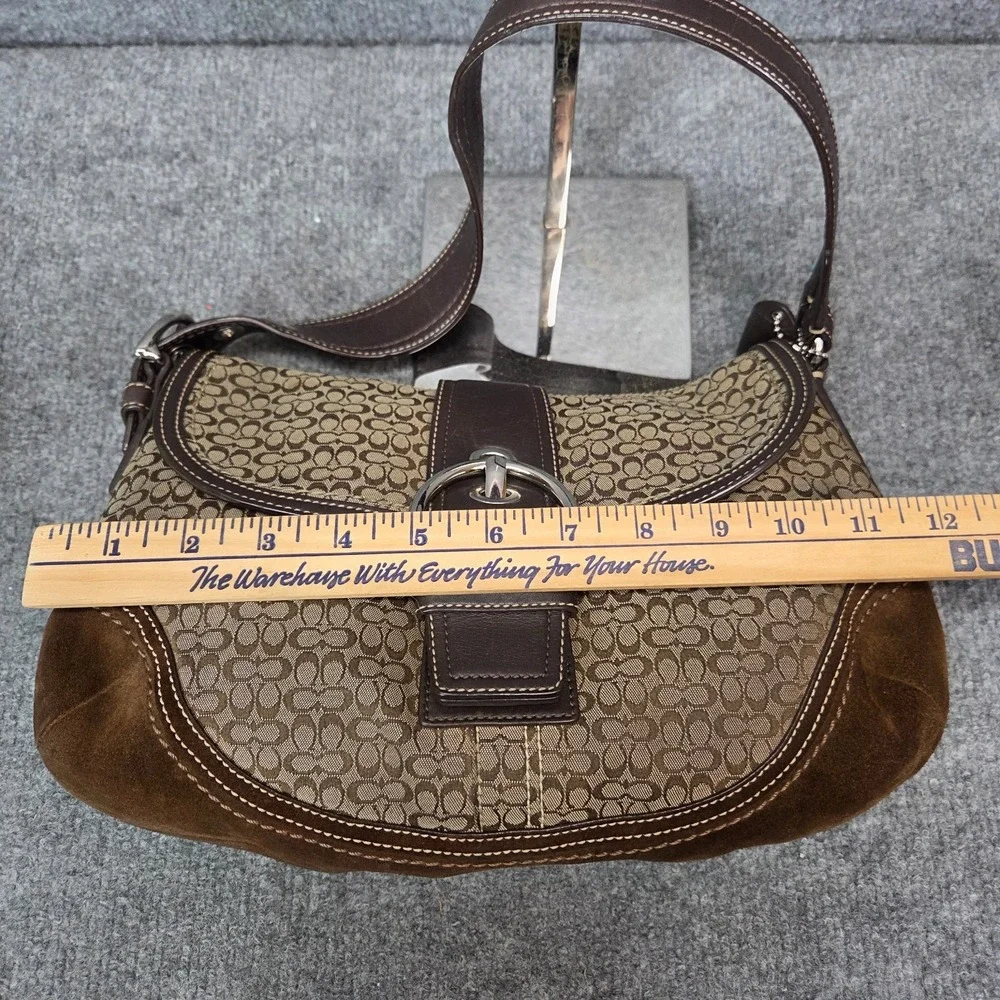 Coach F10926 Vintage Soho BROWN Leather & Signature C Canvas Shoulder‎ Bag y2K